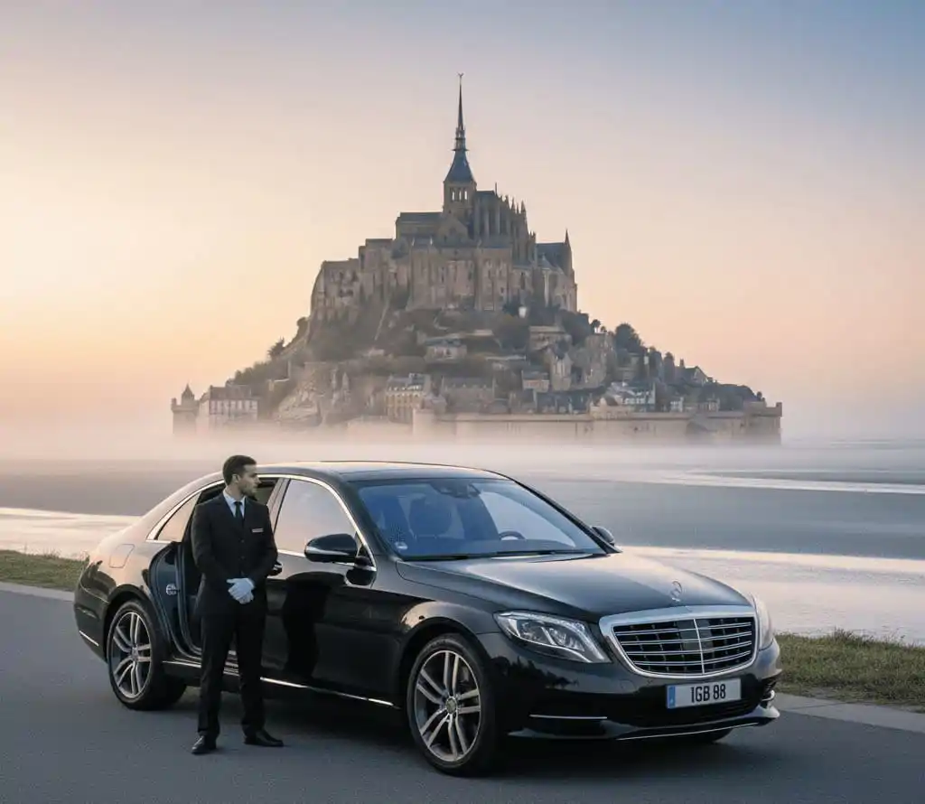 Chauffeur privé avec mercedes classe S au Mont Saint Michel
