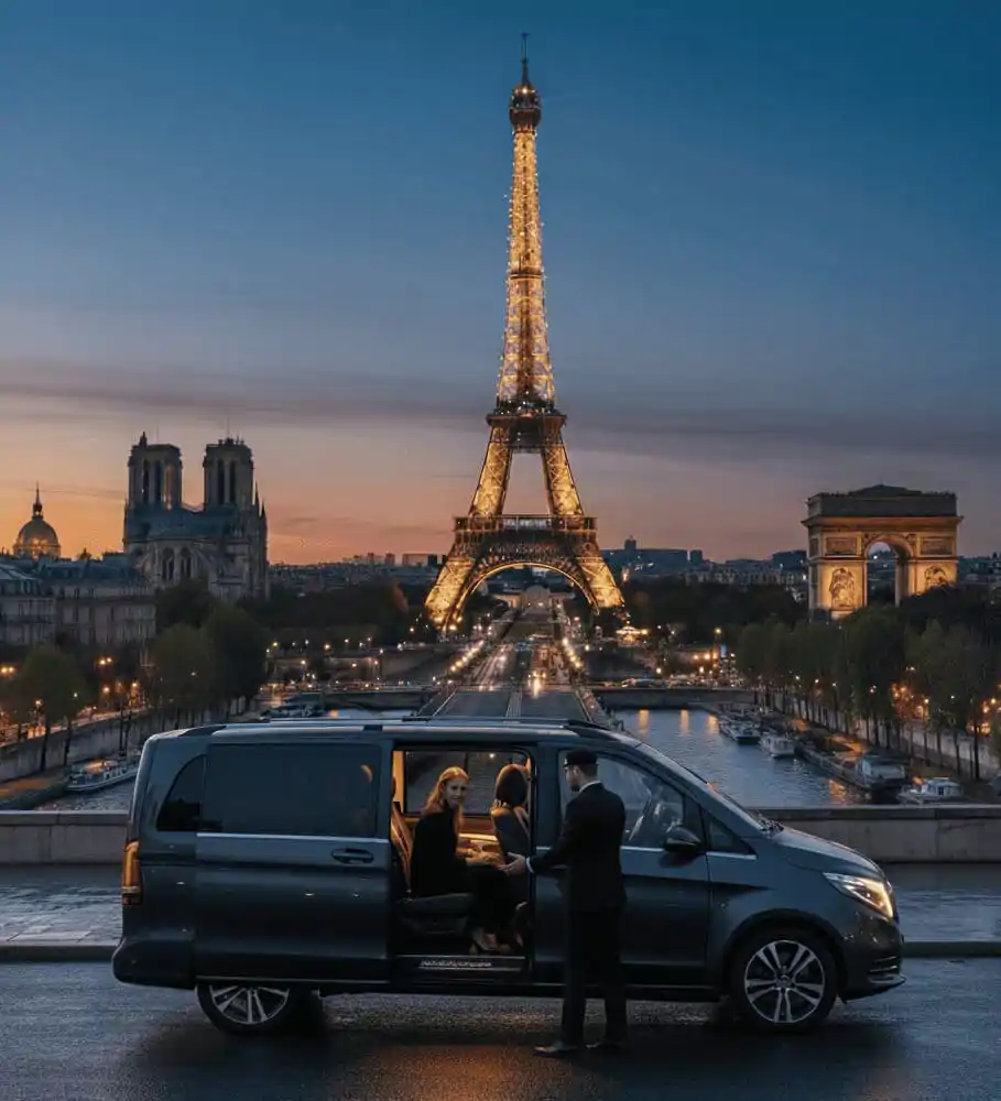 Chauffeur de luxe avec mercedes classe V à Paris.