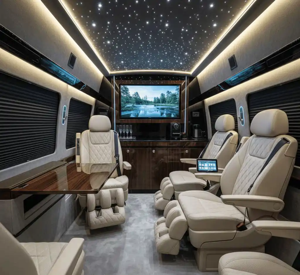 Sprinter mercedes avec ecran et ciel etoilé